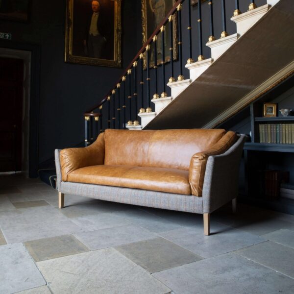 Harris Tweed X Leather Sofa - 2 Seater - Image 5