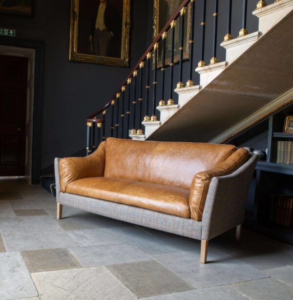 Harris Tweed X Leather Sofa - 2 Seater - Image 2