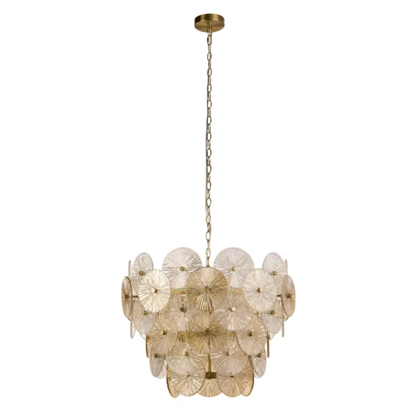 Clear & Amber Shade Pendant - 9 Light - Image 4