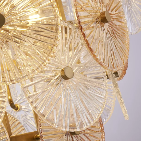 Clear & Amber Shade Pendant - 9 Light - Image 3